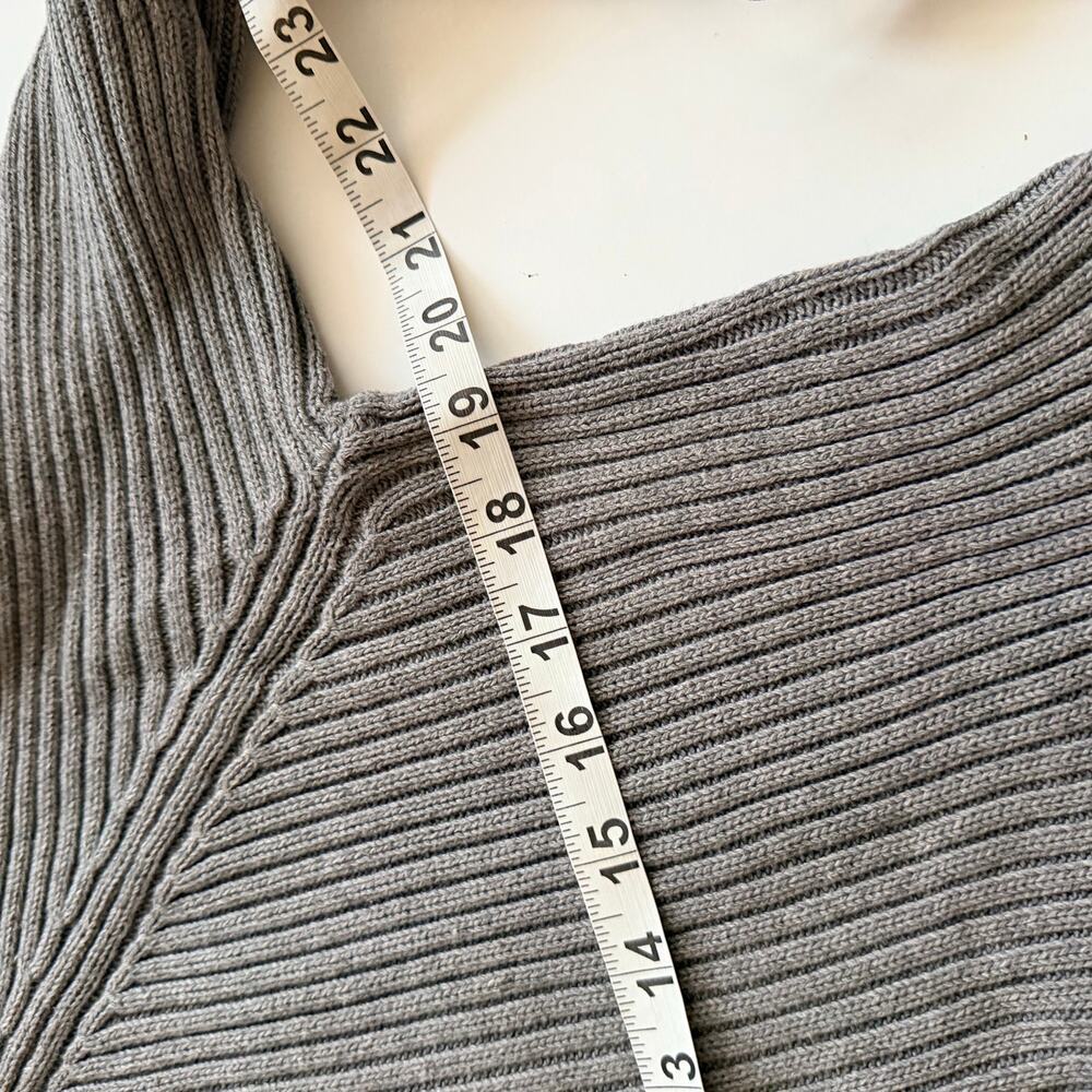 American Rag Grey Ribbed Zip Front Cardigan - Women's Large - Picture 4 of 5